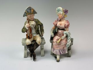 Pair Antique Royal Dux Bohemia Figures Of Man & Woman,  As - Is