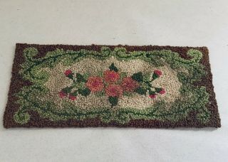 Vintage Needlepoint Doll House Rug - Flowers - Roses - 3 X 4 1/2 - Pretty