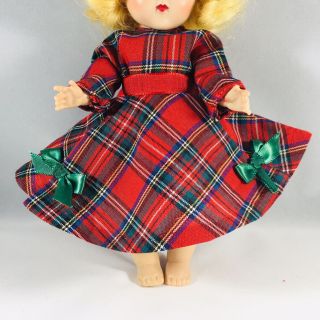 Vintage Red - Green Plaid Dress Fits Ginny W - Bloomers,  Hair Bow (no Doll)