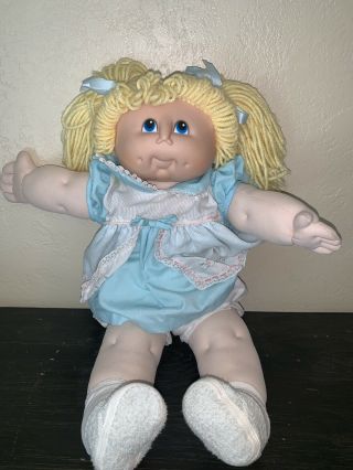 Vintage 1985 Coleco Cabbage Patch Kid Doll (blonde Blue Dress)