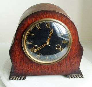 Vintage Art Deco Wooden Mantel Clock - Smiths Enfield -