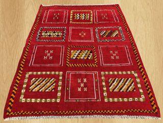 Authentic Hand Knotted Vintage Russian Julakras Wool Area Rug 4.  10 X 3.  5 Ft