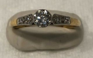 Flash Antique 18ct Gold & Platinum Diamond Ring Size N
