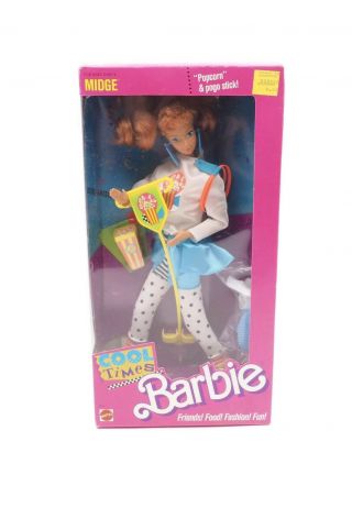 Mattel 1988 Cool Times Barbie Midge Doll No.  3216 With Popcorn/pogo Stick Nrfb