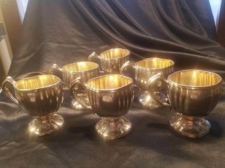 Wilcox Silver Plate Co 6 Antique Punch Cups Meriden Conn Usa Gilt Inside