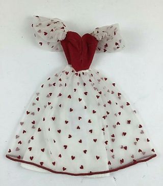 Barbie Doll Vintage Loving You Barbie Doll Heart Dress Clothes Outfit Red White
