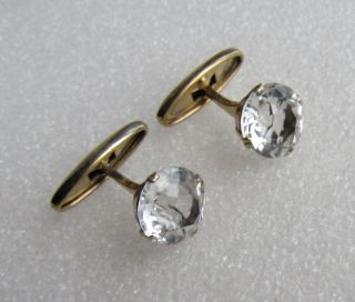 Russian Vintage Silver 875 Gold Plated Cufflinks With The Quartz.