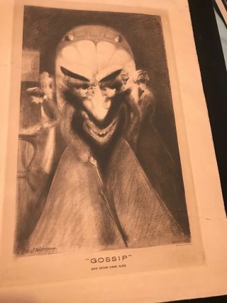 2 Vintage Gothic Prints,  All Is Vanity & Gossip And Satan Came Also House Of Art