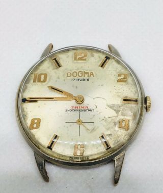 Vintage Dogma Prima Shockresistant Watch 17 Rubis Swiss Made Fond Acier 3371