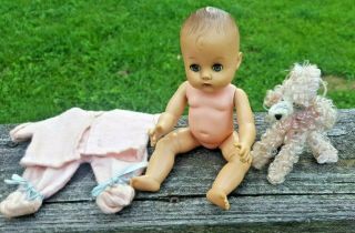Vintage Vogue Ginnette Type Baby Doll In Tagged Vogue Pajamas With Puppy Dog