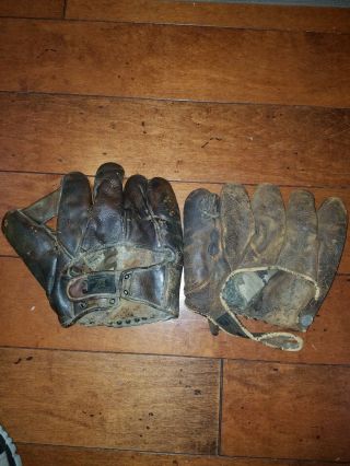 Two Antique Draper Maynard D&m Baseball Gloves