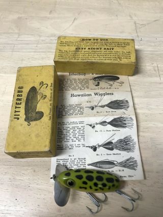 Vintage FRED ARBOGAST JITTERBUG Fishing Lure Box and Paperwork Akron 3