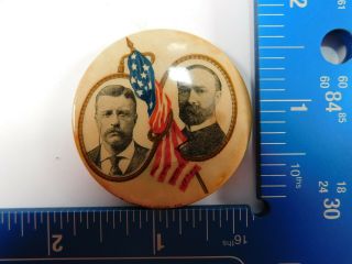 1904 Teddy Roosevelt & Fairbanks Jugate Political Campaign Pin Celluloid Button 5