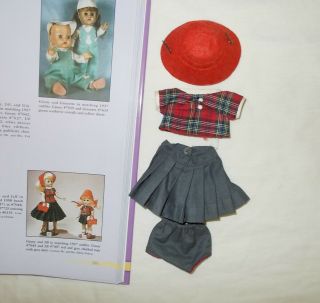 Vtg 8 " Vogue Ginny Doll Gray Pleated Skirt Set W/ Hat 7043 Matches Jill 1950s