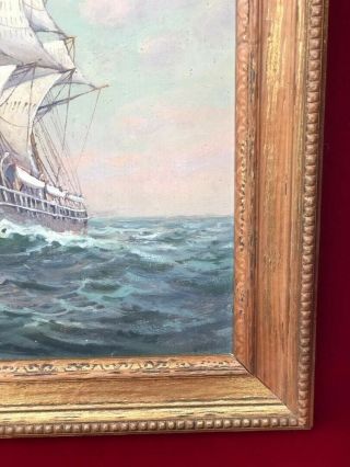 Antique Nautical Maritime Ship Seascape Oil Painting 18 