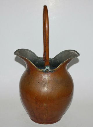 Period Arts Crafts Hand Hammered Copper Two Spout Jug With Bail
