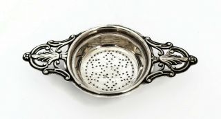 Antique Early 20th Century Sterling Silver Double Handle Tea Strainer 40 Grams 2