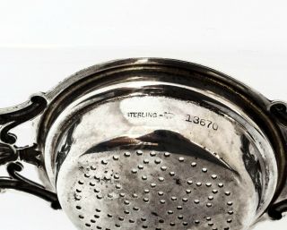 Antique Early 20th Century Sterling Silver Double Handle Tea Strainer 40 Grams 5