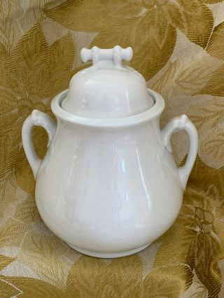 Antique White Ironstone Covered Sugar Bowl,  J & G Meakin Hanley England