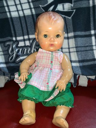 1950’s 15 " Tiny Tears Baby Doll Molded Hair