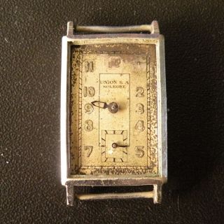 Union S.  A.  Soleure Tank Swiss Vintage Wrist Watch Movement Parts Rr
