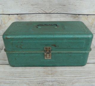 Vintage Metal Fishing Tackle Box 2 - Tray Green