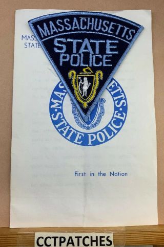 Massachusetts State Police With Booklet Shoulder Patch Ma