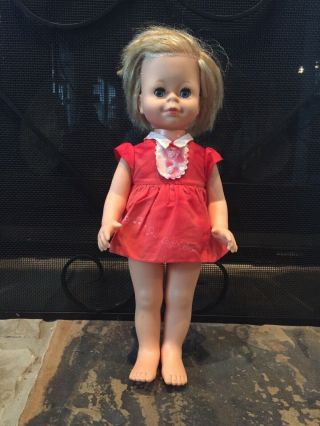 1964 Mattel Singin Chatty Cathy Doll W/ Red Dress