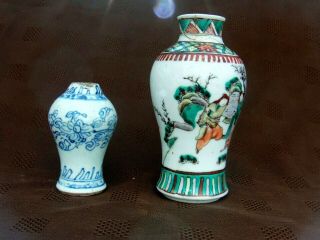 Antique Chinese Small Blue & White and Famille Verde ? Vases for RESTORATION 4