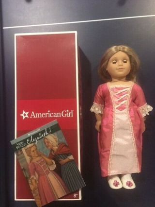 American Girl Doll,  Elizabeth With Book And Box.  18 "