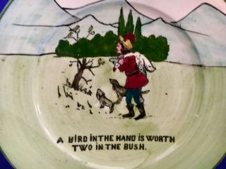 Antique Porcelain Childs Plate A BIRD IN THE HAND etc.  Made in Austria Proverbes 2