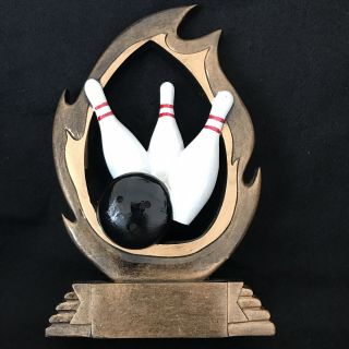 Bowling Trophy Stand Alone Ten Pin Bowling Painted Flame Theme Unique Sports