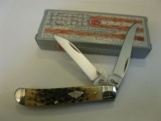 Case Xx Mini Trapper Knife 6207wss Wharncliffe Jig Burnt Amber Bone Made In Usa