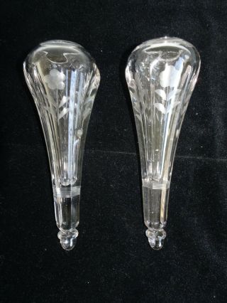 Pair (2) Clear Glass Antique Automobile Interior Glass Bud Vase Floral
