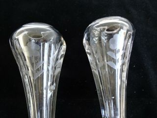 Pair (2) Clear Glass Antique Automobile Interior Glass Bud Vase Floral 2