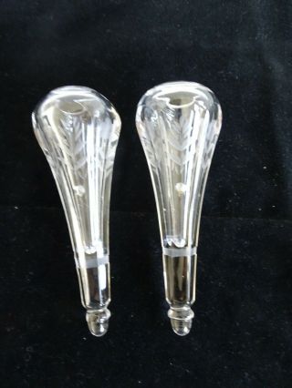 Pair (2) Clear Glass Antique Automobile Interior Glass Bud Vase Floral 3