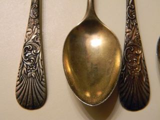 Six (6) - Antique FRANK M.  WHITING Sterling Demitasse Spoon ' s Palm Pattern 55g 2