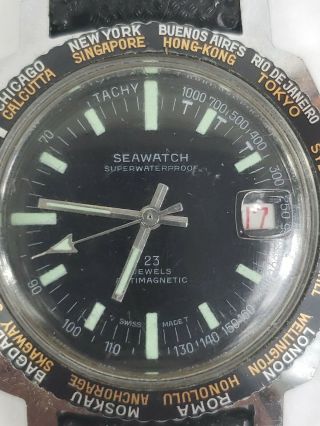 Vintage Swiss seawatch world time Divers watch 3