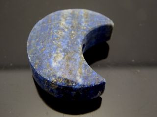 Vintage Natural Lapis Lazuli Gemstone Large Crescent Moon Shape Bead 1 Piece