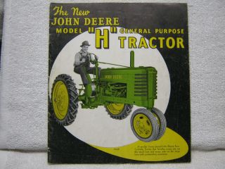 Antique 1939 John Deere Model H Tractor Brochure