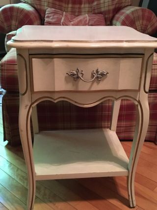 Vintage Night Stand Table Shabby Chic White/gold French Provincial 24.  5x18x15 "