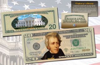 Twenty Dollar $20 U.  S.  Bill Legal Tender Currency Colorized 2 - Sided