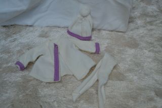 Vtg Clothes Ideal Velvet For Crissy Doll Family Fur Coat,  Hat And Scarf