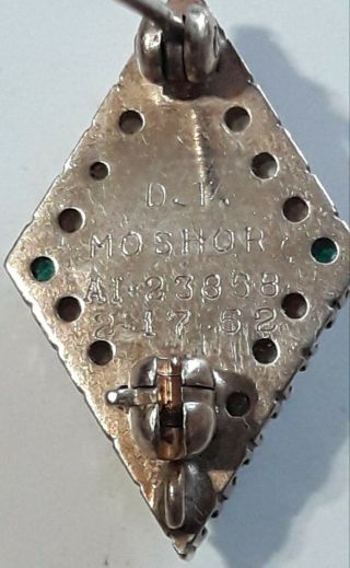10K Yellow Gold Emeralds & Pearls Phi Beta Pi Sorority Pin Dated 1952 Skull 4