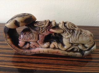 Vintage / Antique Chinese Soapstone Carving With Inscription Signed,  Stamps