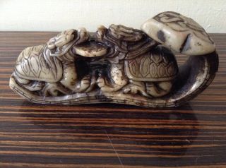 Vintage / Antique Chinese soapstone carving With Inscription Signed,  Stamps 5