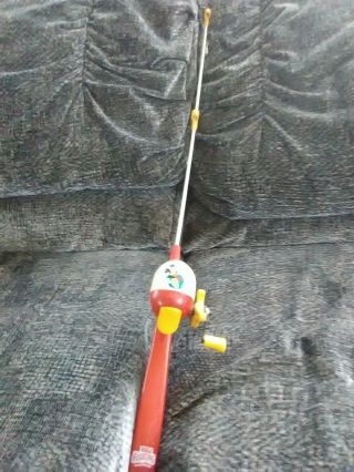 Vintage,  Zebco Mickey Mouse Spin Cast Fishing Rod And Reel 30 In