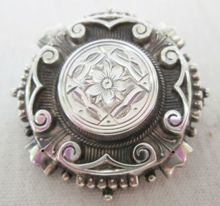 Antique Victorian Sterling Silver Mourning Brooch Pin