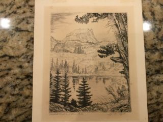 Vintage Lyman Byxbe Etching “hallett’s Pond " Mountain Landscape Pencil Signed
