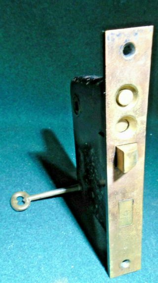 Yale & Towne P - 1842 Double Key Entry Mortise Lock W/key - Restored (12065)